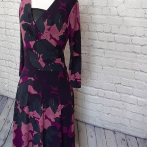 CAbi # 837 floral faux wrap jersey dress